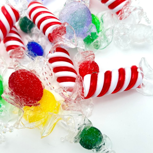 Set of 15 Resin Candy Cane Swirl & Hard Candy Garland Pieces with Loops Holiday - Picture 4 of 5